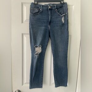 Good American Blue Skinny Jeans with Distressed Details